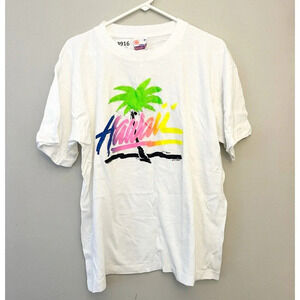 Vintage 80s Hawaii T Shirt Graphic Neon Palm Tree Single Stitch CA Solar T XL